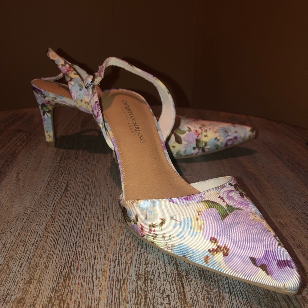 Multi-colored kitten heeled shoe from Cato.